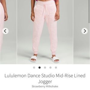 Lululemon dance studio joggers MR lined STRAWBERRY MILKSHAKE Sz 4